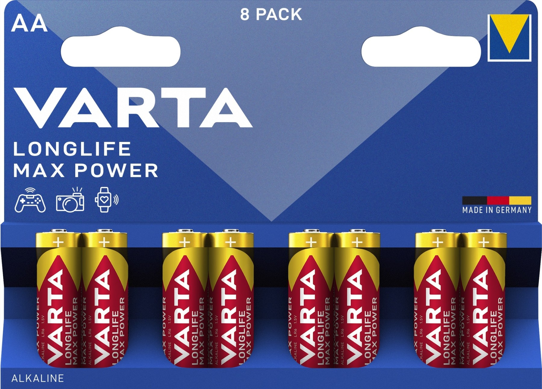 VARTA AA Longlife Max Power LR6 Batteries Pack of 8